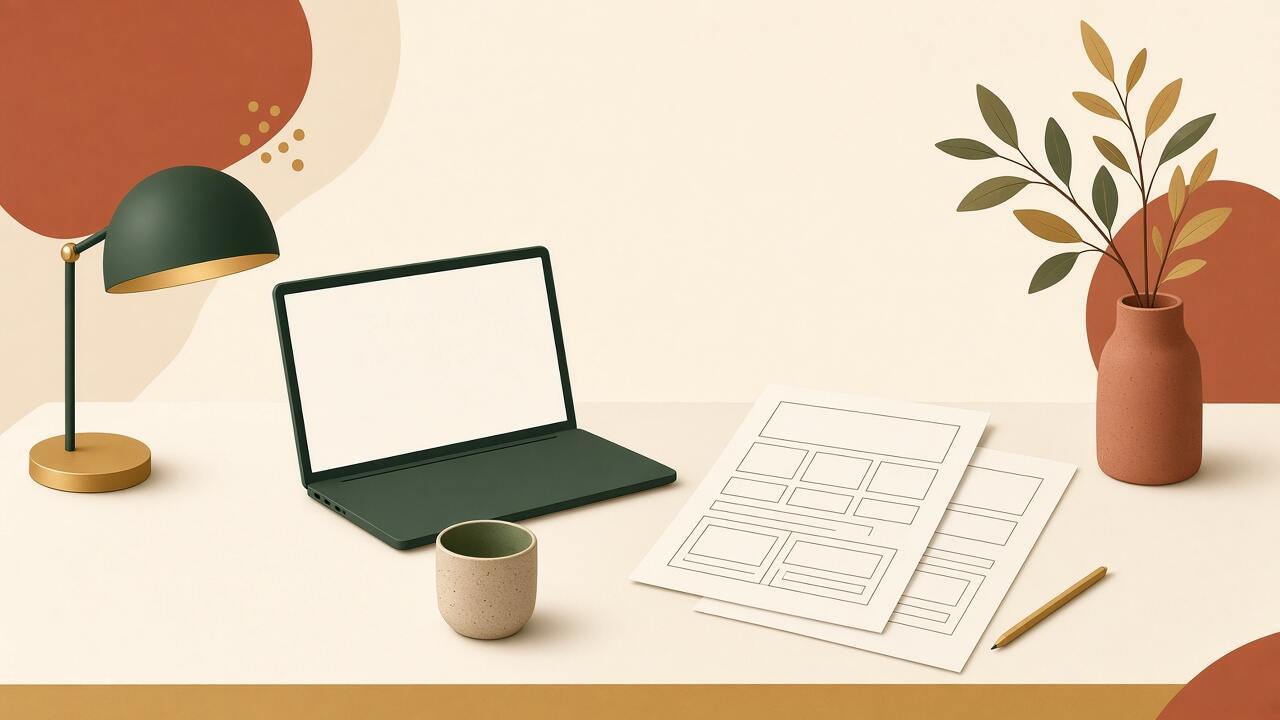 Example illustration of a laptop with a blank screen. It is not a client's WordPress dashboard.