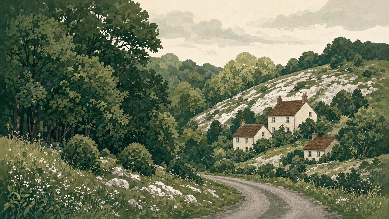 Example illustration of houses among trees. It is not a client's home or a Sanderstead address.
